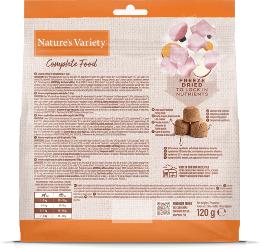 Nature's Variety Complete Freeze Dried Food - Turkey 120g Dog Food - Dry Natures Variety