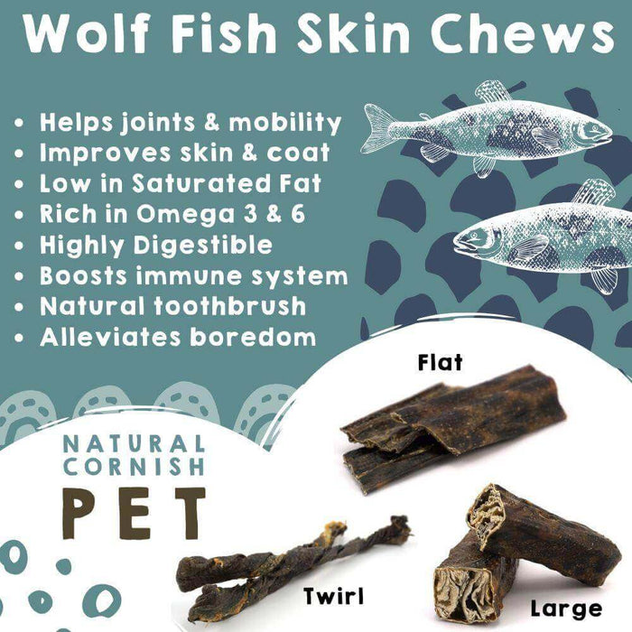 Wolf Fish Twirl Chew Dog Treats Natural Cornish Pet